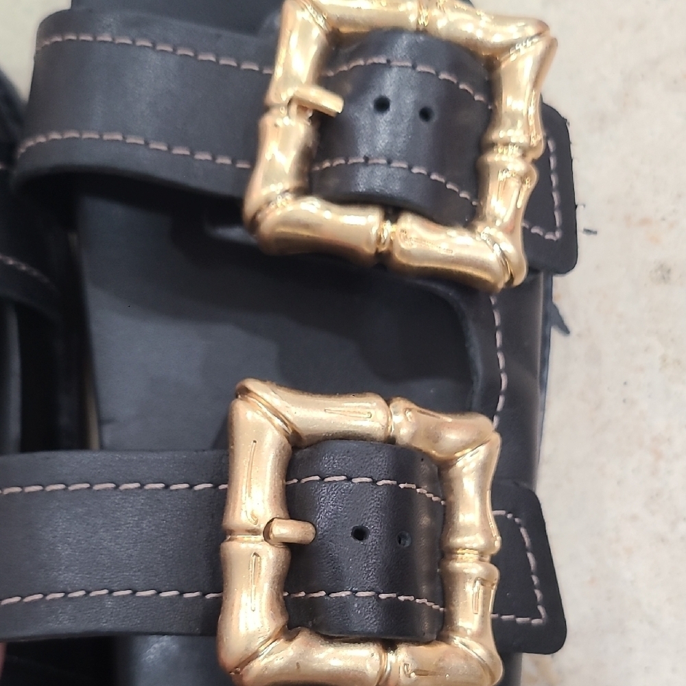 SCHUTZ Black Slides with Gold Accents - Picture 8 of 8